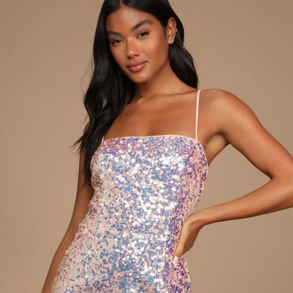 Lulus mini dress bachelorette sequin pink